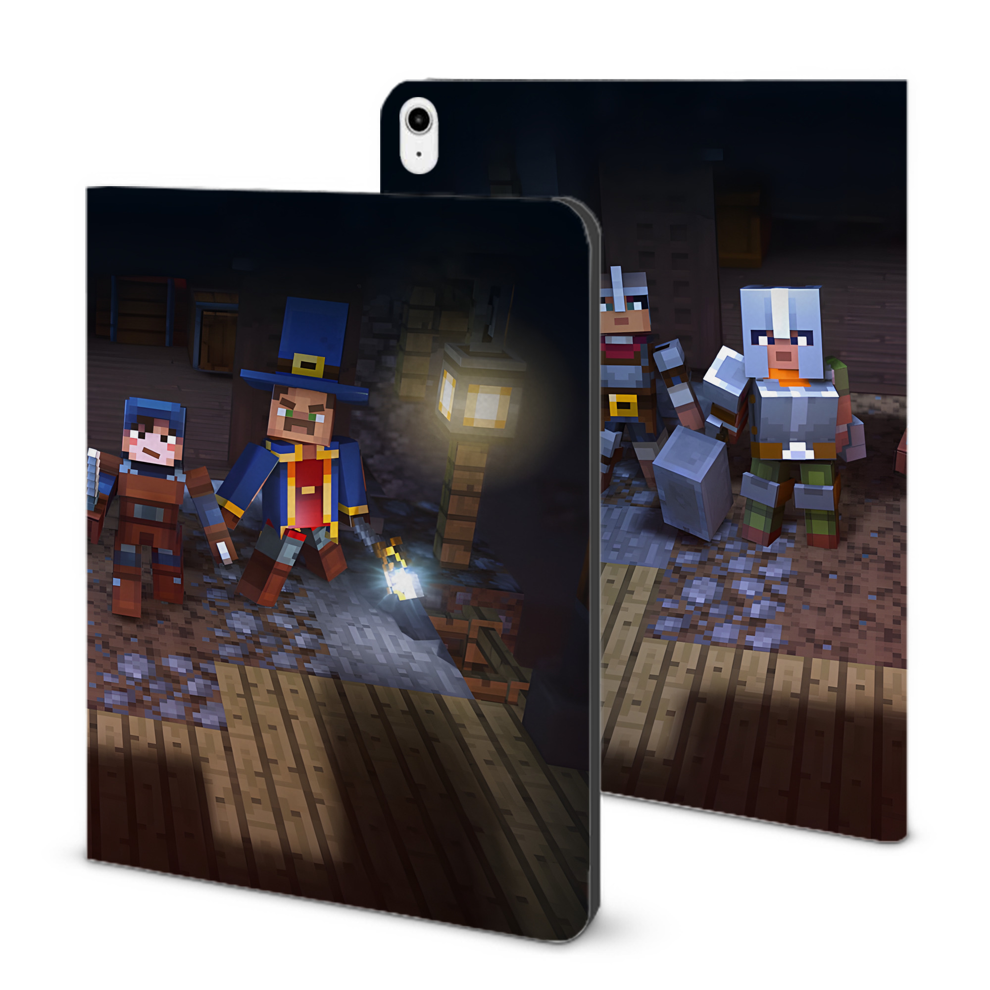 （画像用） マインクラフト ブロックの世界 Minecraft MC Block world IPadケース ペンホルダー付き ブックスタイルデザイン